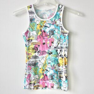 Nike Vintage Y2K 100% Cotton Colorful NYC Pattern Sleeveless Scoop Tank Top XS